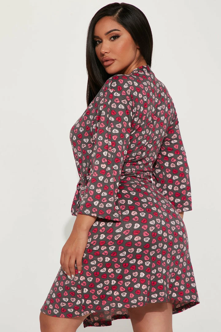 Fashion Nova Pajama Sets Candy Hearts PJ Robe Set - Pink/combo