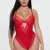 Fashion Nova Sexy Sleepwear Never Ever Ribbed Teddy - Red