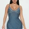 Fashion Nova Sexy Sleepwear Never Ever Ribbed Babydoll - Blue