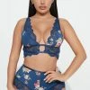 Fashion Nova Comfortable With Me Lounge Sleep Set - Blue/combo
