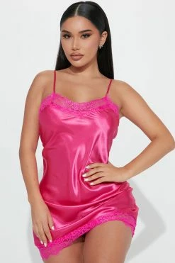 Fashion Nova Next To You Night Dress - Magenta Robes & Sleep Shirts