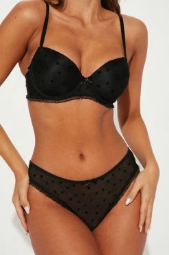 Fashion Nova Sexy Sleepwear So Romantic 2 Piece Mesh Set - Black