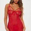 Fashion Nova Wanna Go First Lace Babydoll - Red