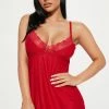 Fashion Nova Sexy Sleepwear Never Ever Ribbed Babydoll - Red