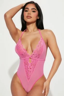 Fashion Nova I Can Take You There Mesh Teddy - Fuchsia Sexy Sleepwear