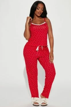 Fashion Nova Heart You PJ Jogger Set - Red/White Pajama Sets