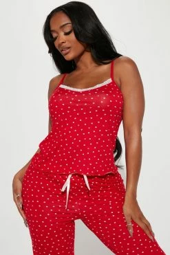 Fashion Nova Heart You PJ Jogger Set - Red/White Pajama Sets
