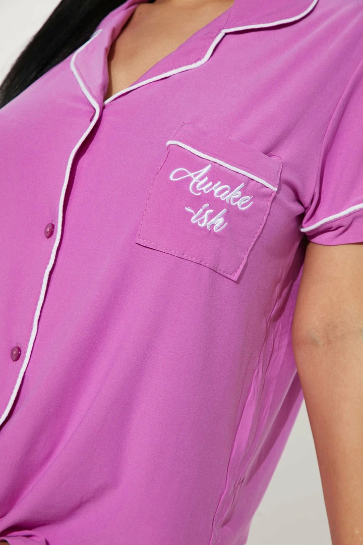 Fashion Nova Kinda Sleepy PJ Short Set - Purple