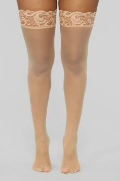 Fashion Nova Notice Me Tonight Thigh Highs - Nude