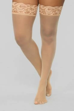 Fashion Nova Notice Me Tonight Thigh Highs - Nude