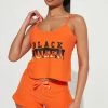 Fashion Nova Pajama Sets Queen Of Everything PJ Short Set - Orange