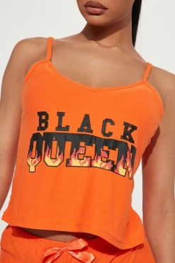 Fashion Nova Pajama Sets Queen Of Everything PJ Short Set - Orange