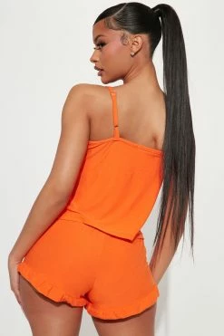Fashion Nova Pajama Sets Queen Of Everything PJ Short Set - Orange