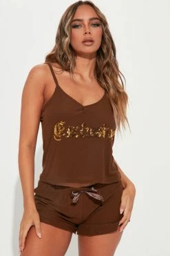 Fashion Nova Exclusive Baby PJ Short Set - Brown Pajama Sets