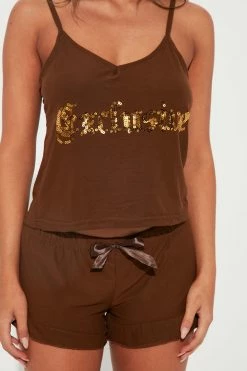 Fashion Nova Exclusive Baby PJ Short Set - Brown Pajama Sets