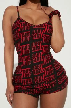 Fashion Nova Baddest Baby Girl PJ Short Set - Black/combo