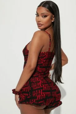 Fashion Nova Baddest Baby Girl PJ Short Set - Black/combo