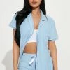 Fashion Nova Pajama Sets Never Disturb PJ Short Set -Dusty Blue