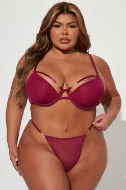 Fashion Nova Lowkey In To You Bra And Panty Set - Burgundy