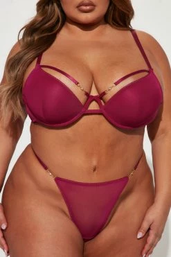 Fashion Nova Lowkey In To You Bra And Panty Set - Burgundy