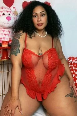 Fashion Nova Sexy Sleepwear Bedroom Dreams Mesh Embroidered Sleep Teddy - Red