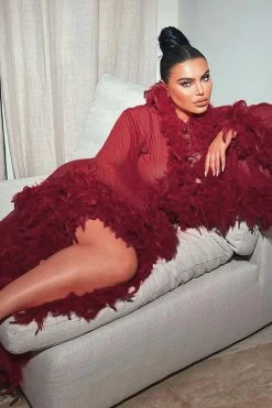 Fashion Nova Bedroom Eyes Robe - Wine