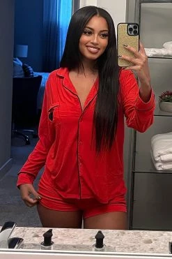 Fashion Nova Best Sleep Yet PJ Short Set - Red/Black Pajama Sets