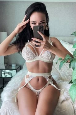 Fashion Nova Body Language 3 Piece Garter Set - Ivory Sexy Sleepwear