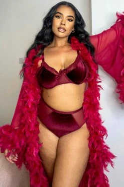 Fashion Nova Sexy Sleepwear Deep In Your Eyes Velvet 2 Piece Set - Burgundy