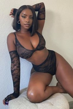 Fashion Nova Sexy Sleepwear Feels Good Being Bad 3 Piece Set - Black