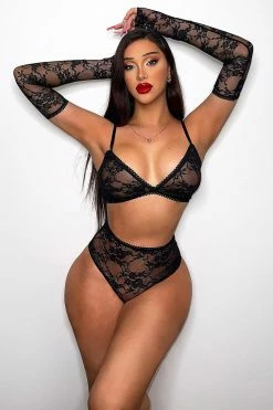 Fashion Nova Sexy Sleepwear Feels Good Being Bad 3 Piece Set - Black