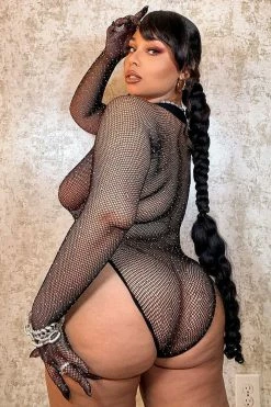 Fashion Nova Sexy Sleepwear Glow Up Rhinestone Teddy - Black