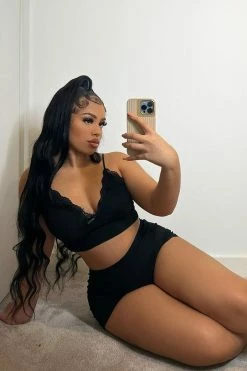 Fashion Nova Honey Dreams Ribbed PJ Short Set - Black Pajama Sets