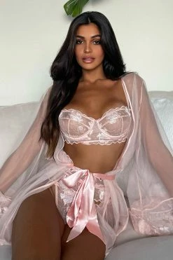 Fashion Nova Sexy Sleepwear Late Night Affair Robe - Blush