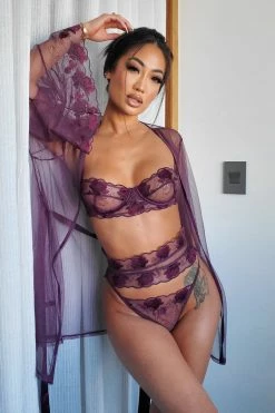 Fashion Nova Sexy Sleepwear Late Night Affair Robe - Eggplant