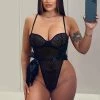 Fashion Nova Sexy Sleepwear Make You Wanna Stay Teddy - Black