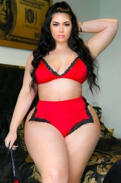 Fashion Nova Pajama Sets Sleeping Beauty 3 Piece PJ Set - Red/Black