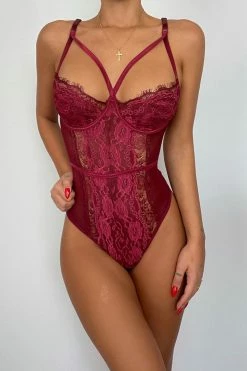 Fashion Nova Somebody To Love Lace Teddy - Plum Sexy Sleepwear