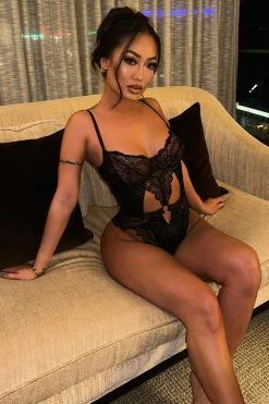 Fashion Nova Wild In The Sheets Lace Teddy - Black Sexy Sleepwear