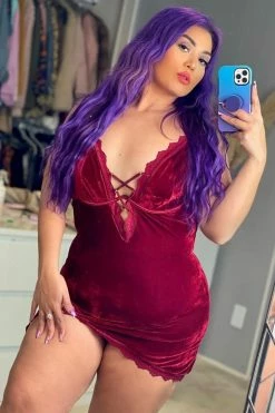 Cheapest ⌛ Fashion Nova Wine By The Fireplace Velvet Chemise - Wine Sexy Sleepwear ✔️ 19 Fashion Nova Wine By The Fireplace Velvet Chemise - Wine Sexy Sleepwear