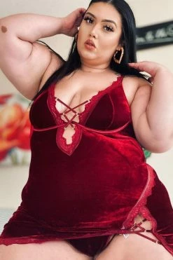 Cheapest ⌛ Fashion Nova Wine By The Fireplace Velvet Chemise - Wine Sexy Sleepwear ✔️ 18 Fashion Nova Wine By The Fireplace Velvet Chemise - Wine Sexy Sleepwear