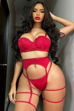Fashion Nova You Are My Fantasy 3 Piece Garter Set - Red